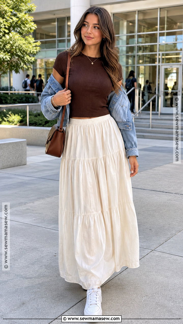 SHEIN Knit Top And Maxi Skirt College Outfit - 15 shein back to school outfits college