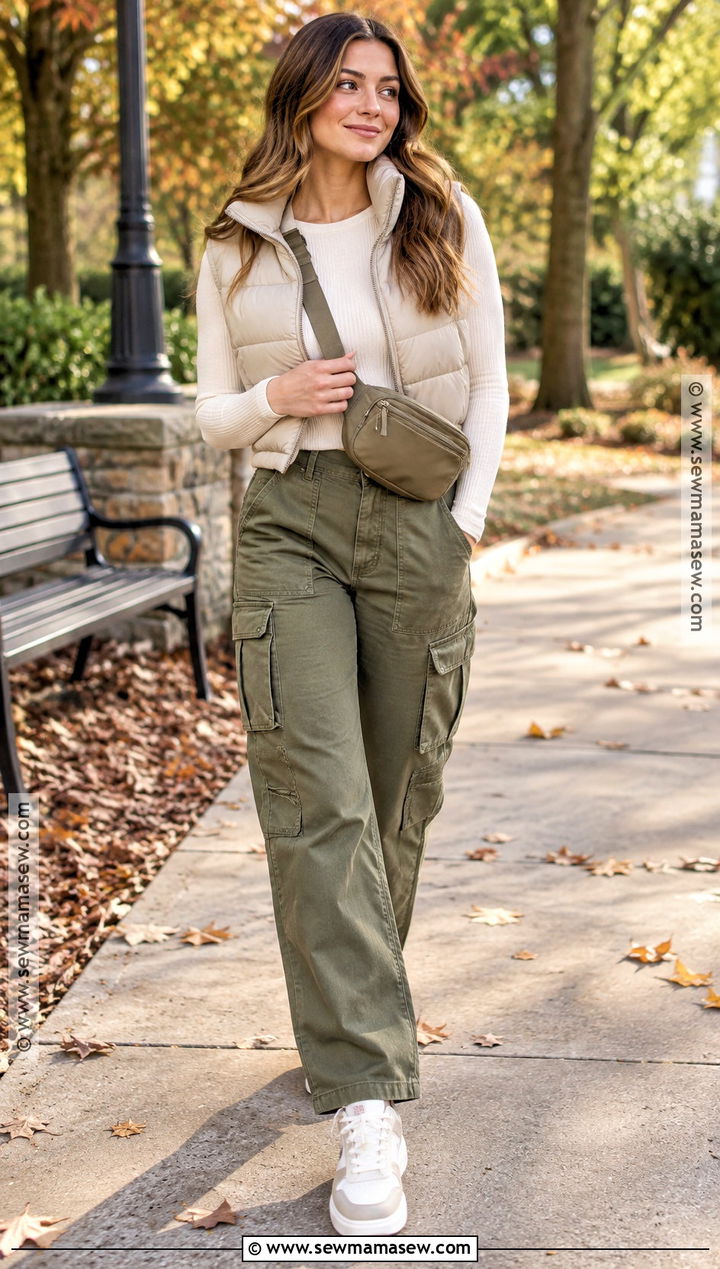 SHEIN Puffer Vest and Cargo Pants Outfit - 25 shein outfits fall