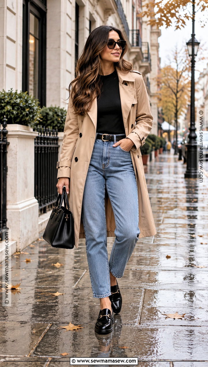 SHEIN Trench Coat And Mom Jeans Outfit - 25 fall shein outfit ideas