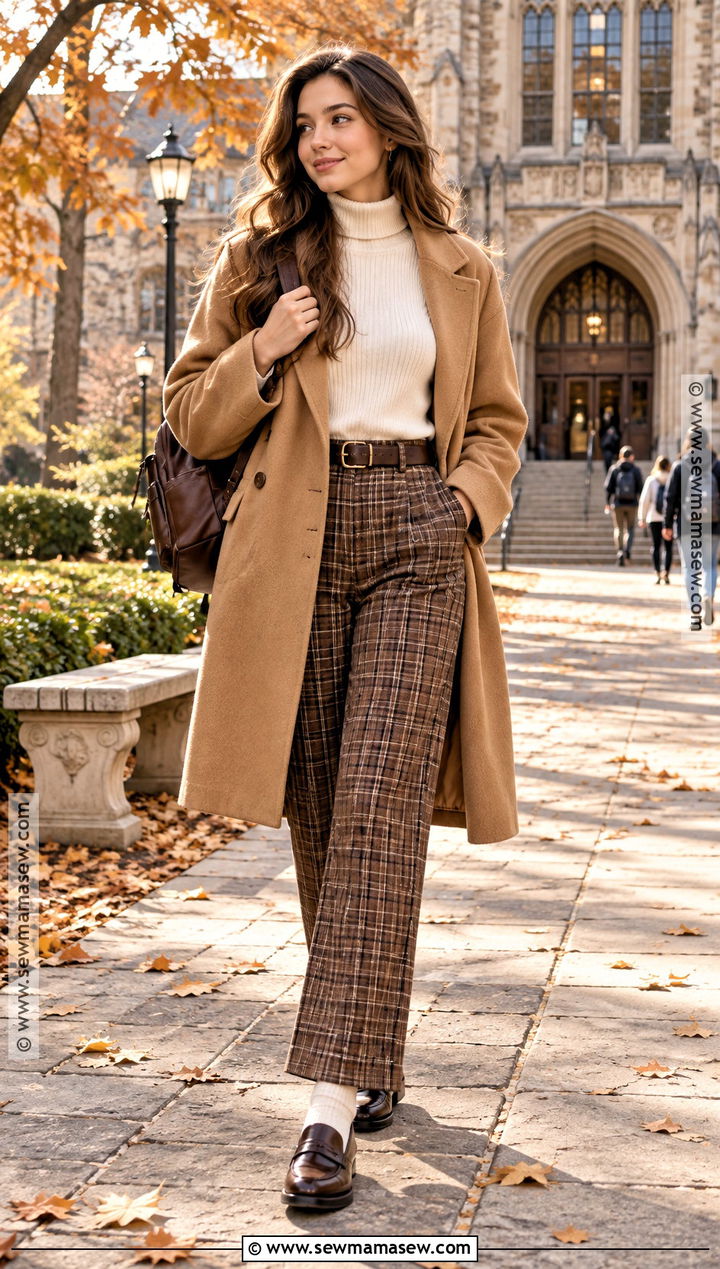 SHEIN Turtleneck And Plaid Pants College Outfit - 15 shein back to school outfits college