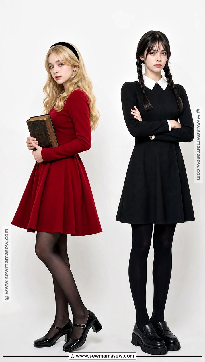 Sabrina And Wednesday Gothic Costume - 40 blonde and brunette halloween costumes