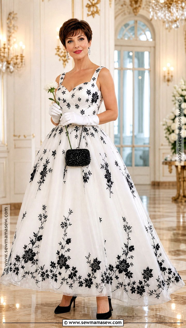 Sabrina White Floral Ball Gown Costume - 30 audrey hepburn halloween costume ideas