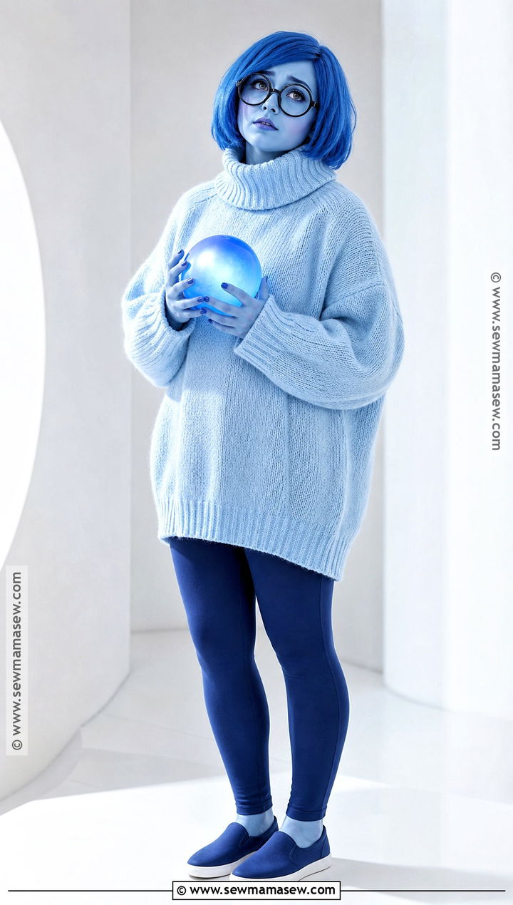 Sadness Cosplay With Blue Sweater - 35 inside out cosplay ideas