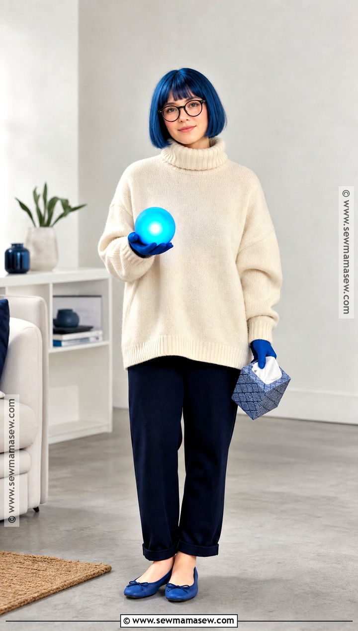 Sadness Costume With Blue Chin Length Hair - 30 blue hair costume ideas