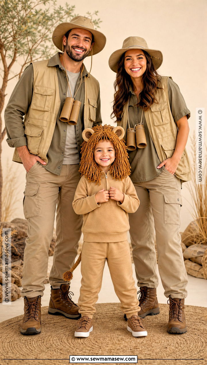 Safari Explorers And Lion Family Costume - 30 easy family costumes for 3