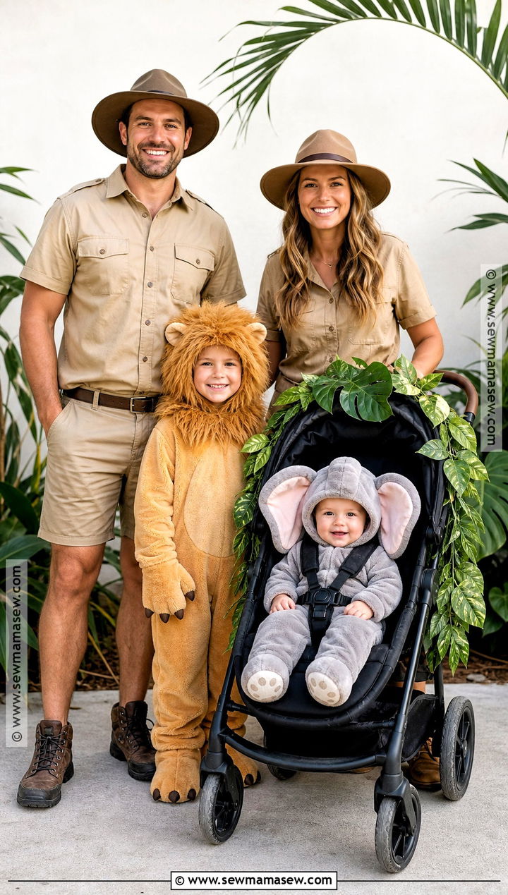 Safari Family Costume With Elephant Baby - 30 Family Of 4 Halloween Costumes With for Babies
