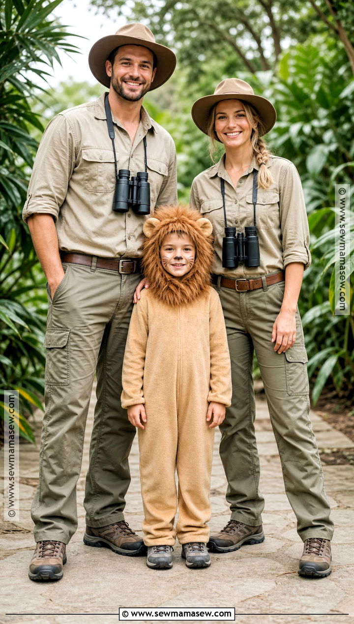 Safari Keepers And Lion Costume - 35 halloween family costumes for 3