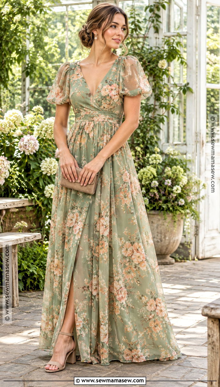 Sage And Apricot Floral Bridesmaid Dress - 15 floral bridesmaid dresses fall