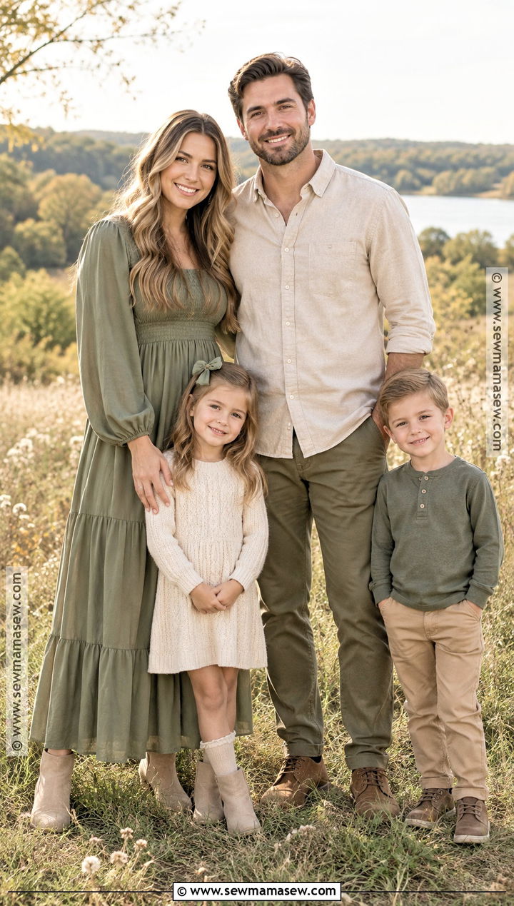 Sage And Beige Fall Family Portrait Outfit - 20 fall portrait outfits for family