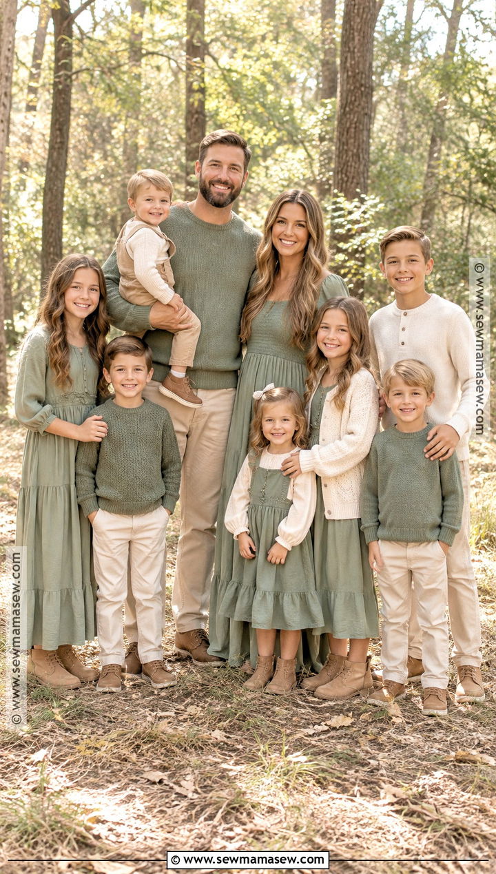 Sage And Cream Fall Family Picture Outfits - 15 fall large family pictures outfits