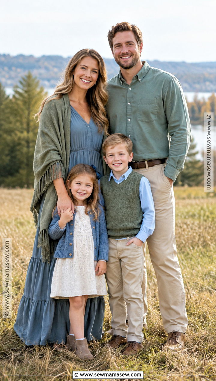 Sage And Dusty Blue Fall Family Session Outfit - 15 fall session outfits for family