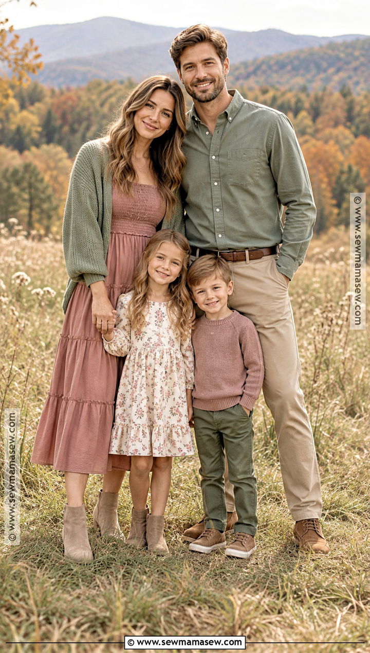 Sage And Dusty Rose Fall Family Photo Outfits - 20 cute fall family photo outfits