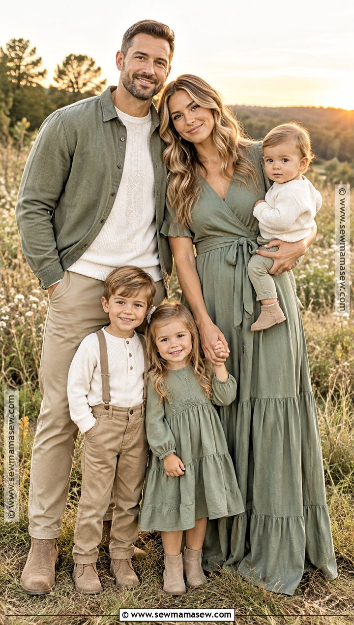 Sage And Ivory Fall Sunset Family Outfits - 15 fall sunset family pictures outfits