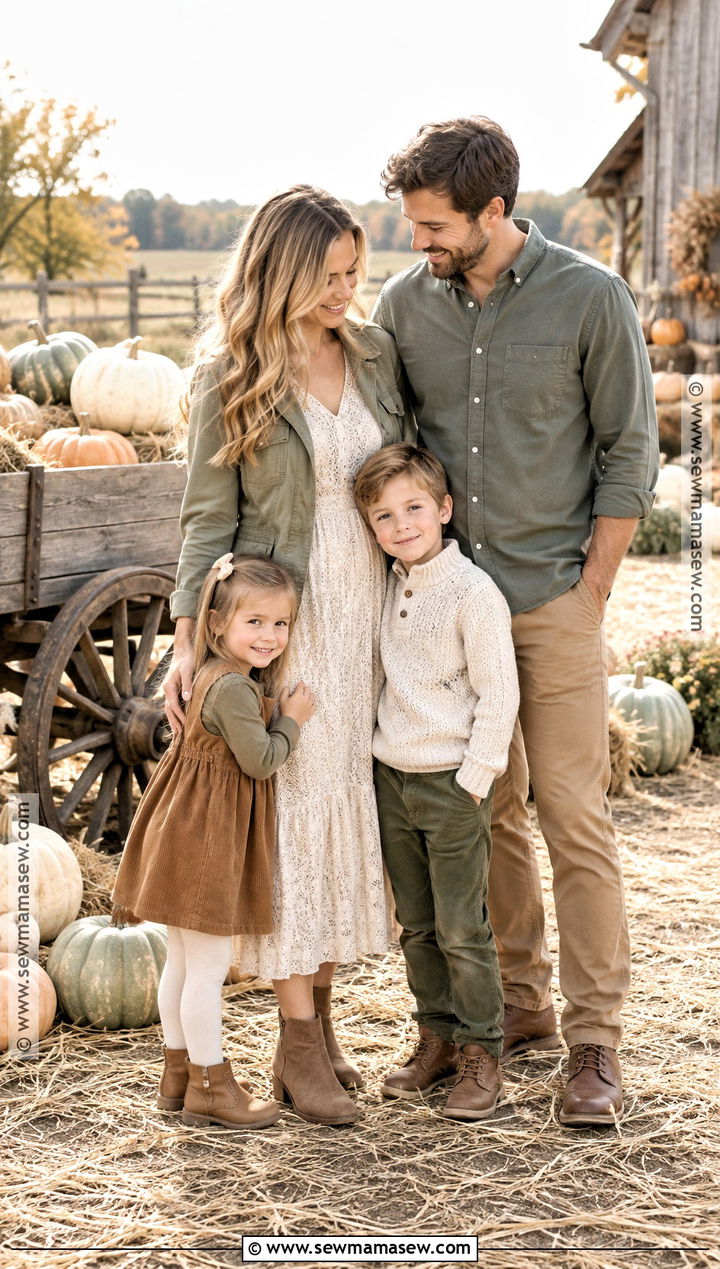 Sage And Oatmeal Family Pumpkin Patch Outfit - 20 pumpkin patch outfit ideas for family