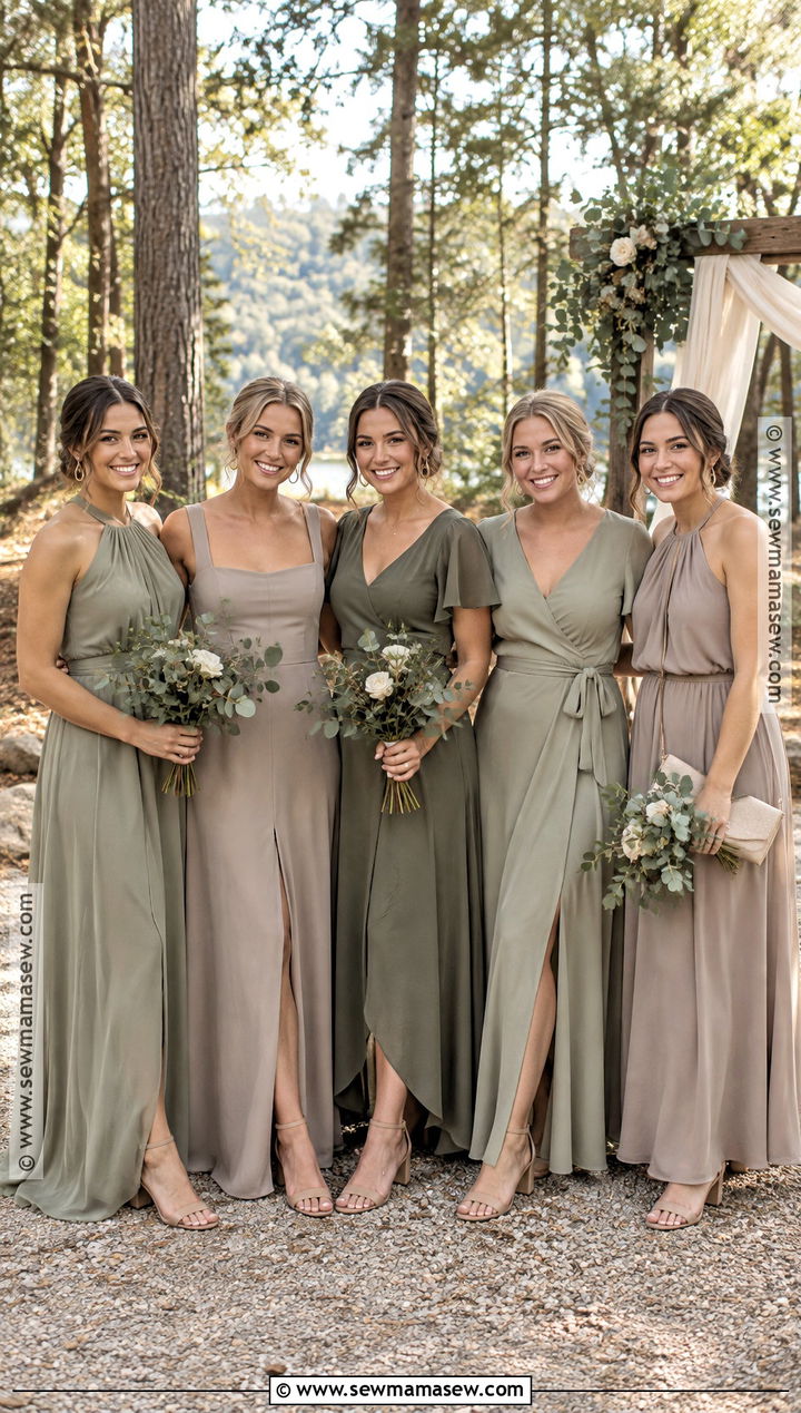 Sage And Taupe Mismatched Bridesmaid Dresses - 20 fall bridesmaid dresses mismatched