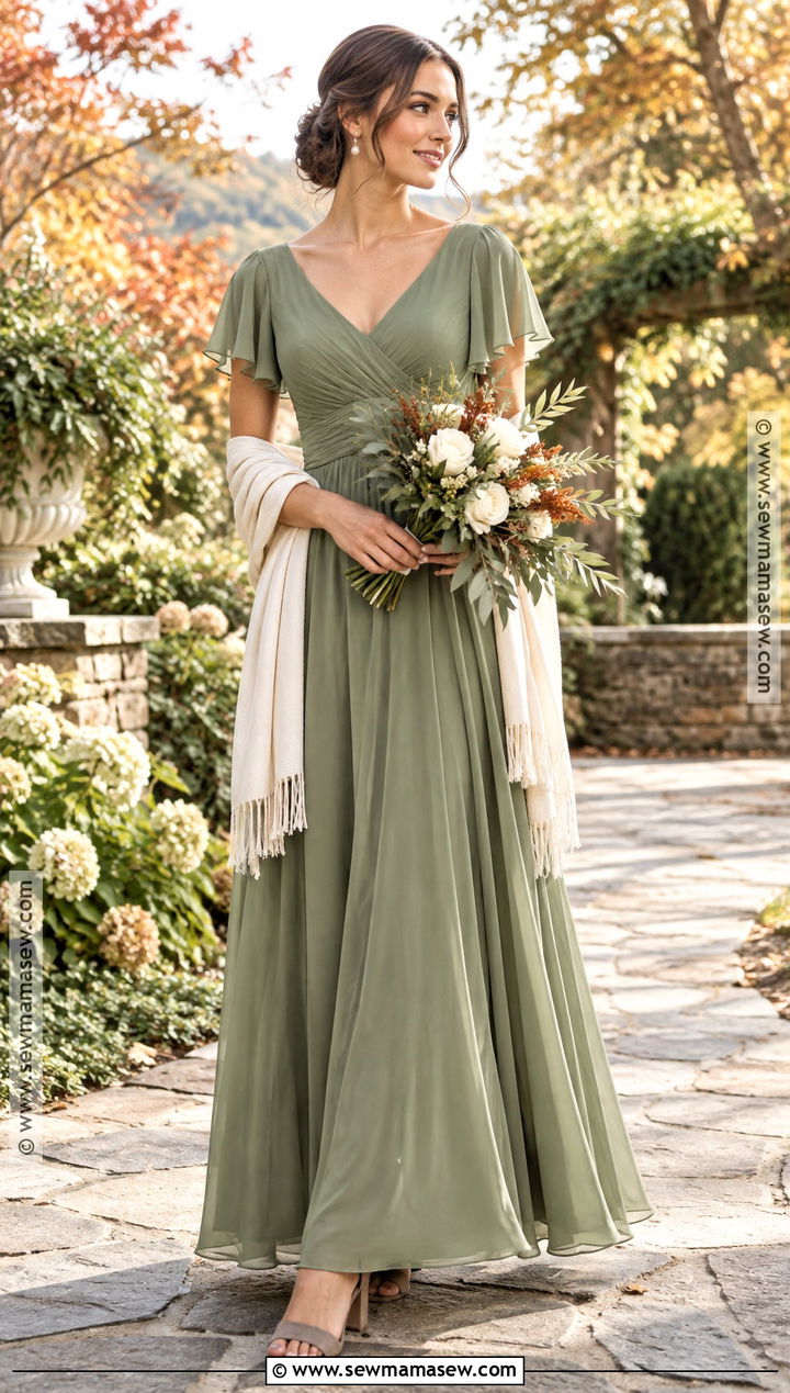 Sage Chiffon Autumn Bridesmaid Dress - 25 autumn bridesmaid dresses