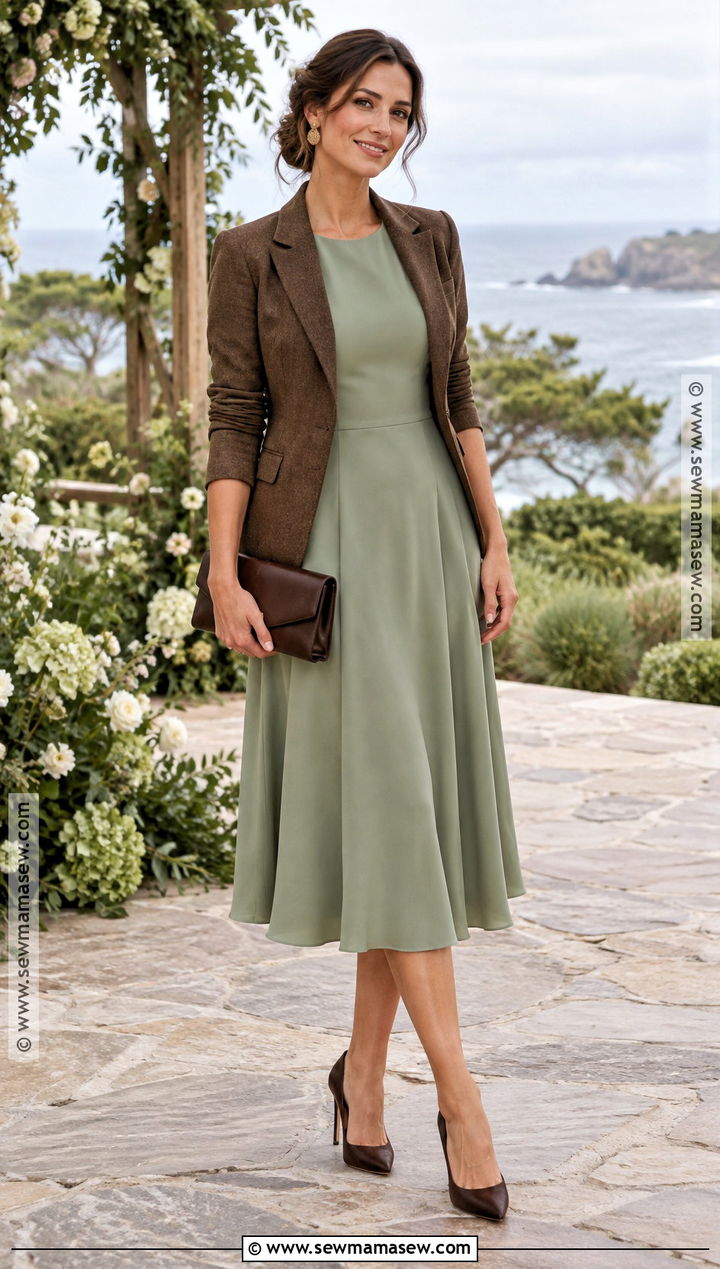 Sage Crepe Midi October Wedding Dress - 25 october wedding dresses