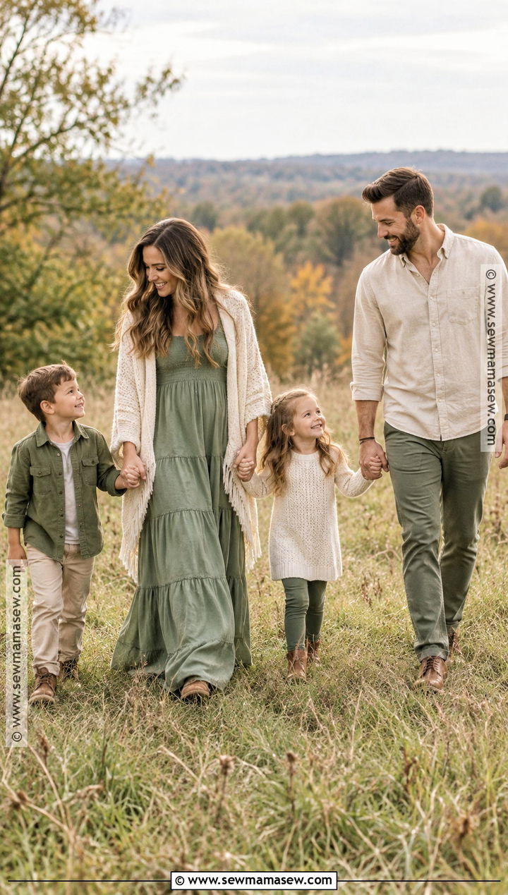Sage Green And Beige Fall Family Picture Outfits - 15 Fall Clothing Ideas For Family Pictures