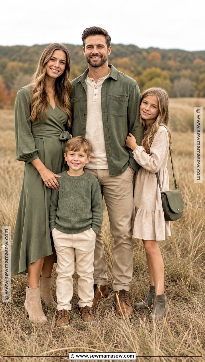 Sage Green And Beige Family Photo Outfit - 15 fall family pictures outfits 2026 green