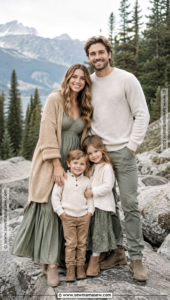 Sage Green And Beige Mountain Family Photo Outfits - 15 family photo outfits fall mountains