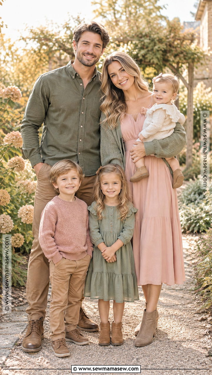Sage Green And Blush Fall Family Photo Outfits - 20 green fall family photo outfits