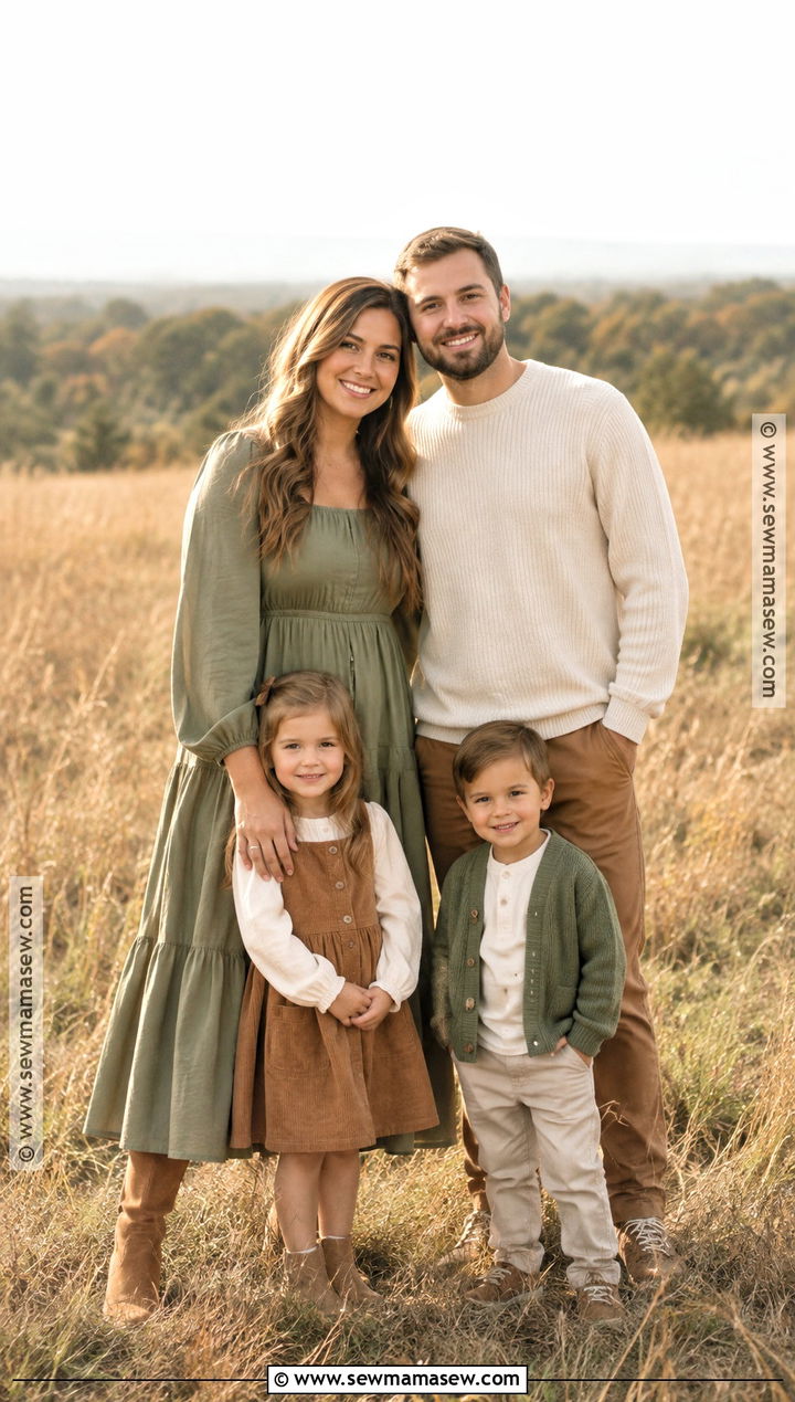 Sage Green And Camel Fall Family Photo Outfits - 20 green fall family photo outfits