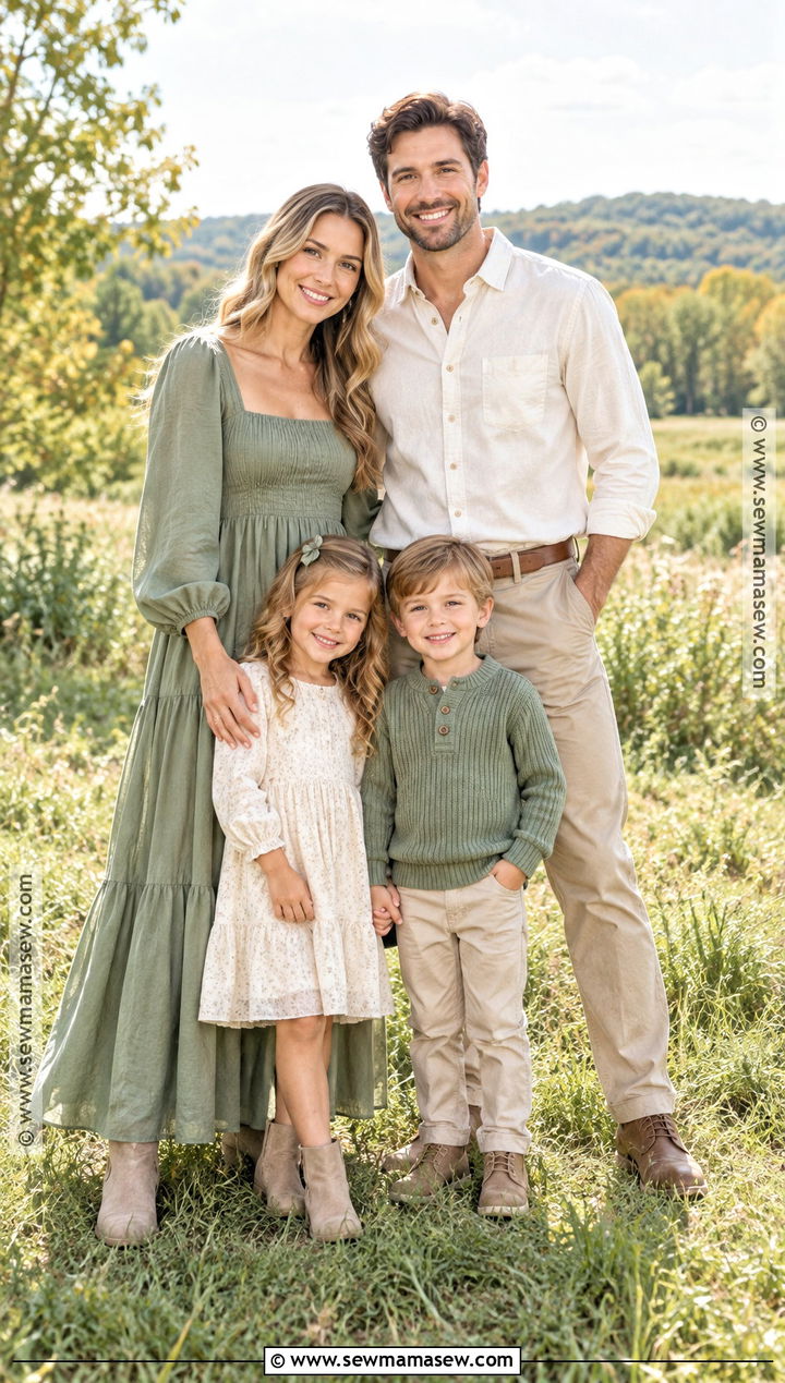 Sage Green And Cream Fall Family Photo Outfit - 20 simple fall family photo outfits