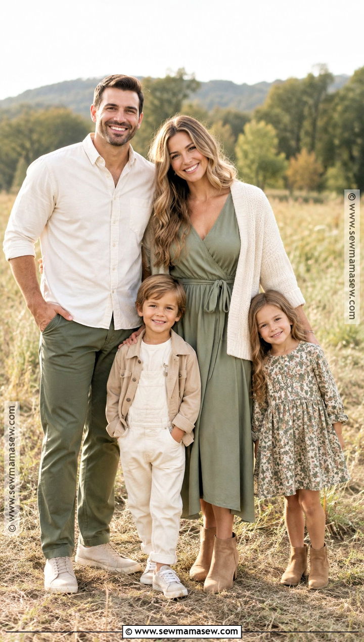 Sage Green And Cream Fall Family Picture Outfits - 15 fall family pictures outfits 4 people