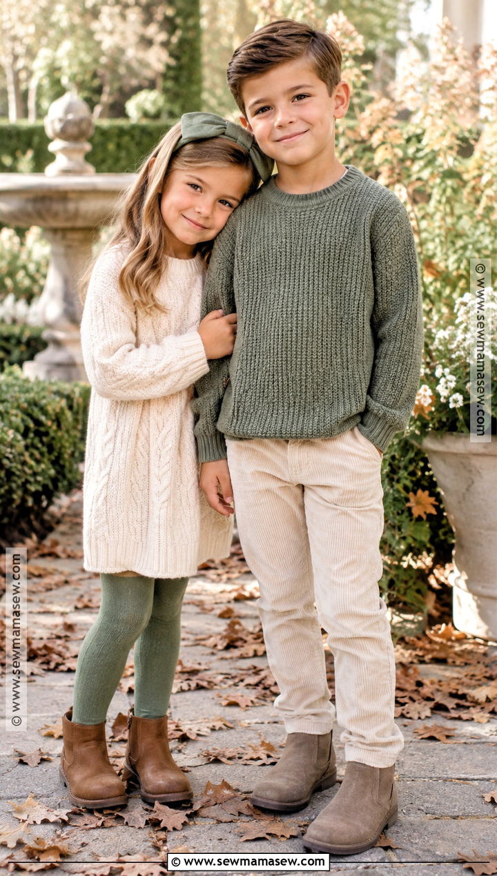 Sage Green And Cream Sibling Fall Outfit - 15 sibling fall outfits