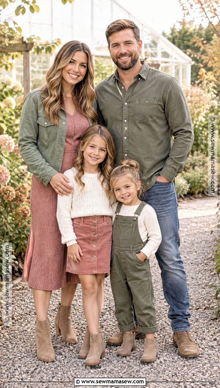 Sage Green And Dusty Rose Family Outfit - 15 casual fall picture outfits for family