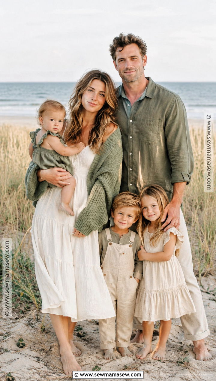 Sage Green And Ivory Fall Beach Family Outfit - 20 fall family beach pictures outfits