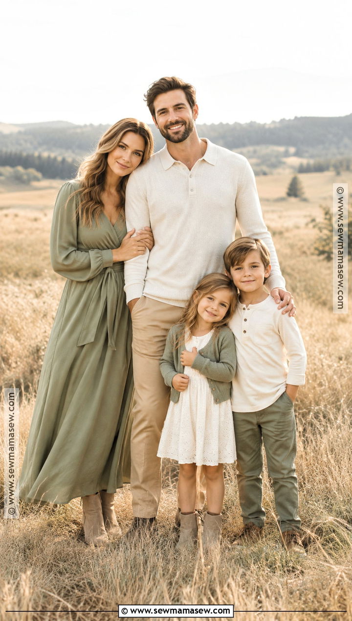 Sage Green And Ivory Fall Family Photo Outfit - 15 fall photo outfits for family