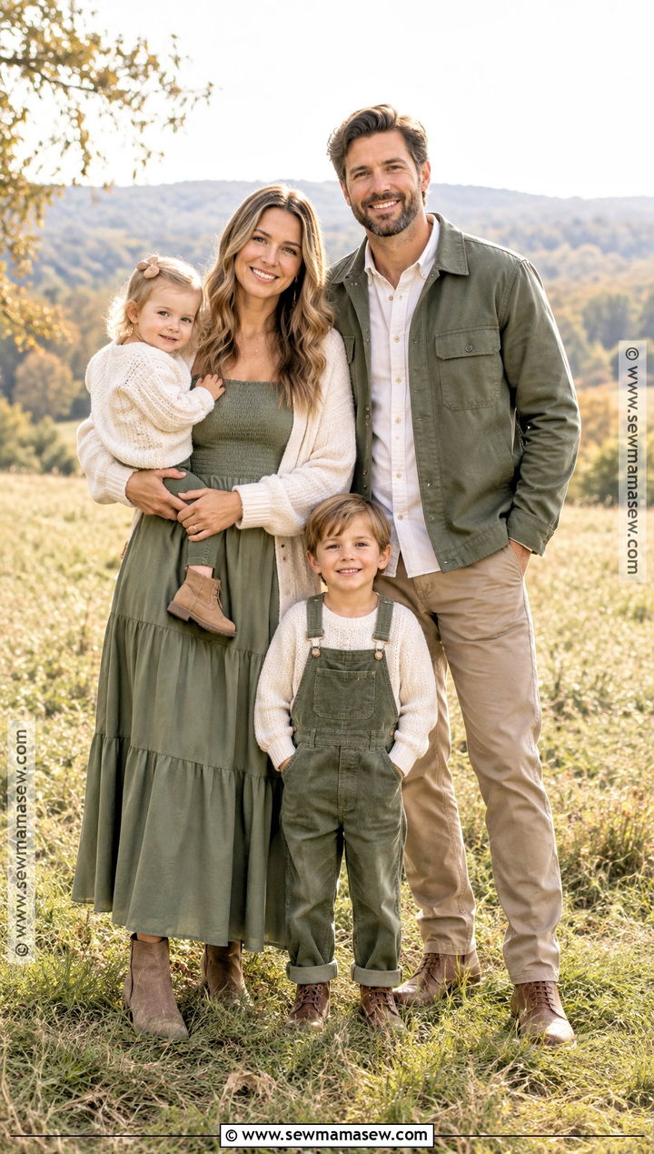 Sage Green And Ivory Fall Family Photo Outfits - 15 Fall Family Photos Outfit Ideas