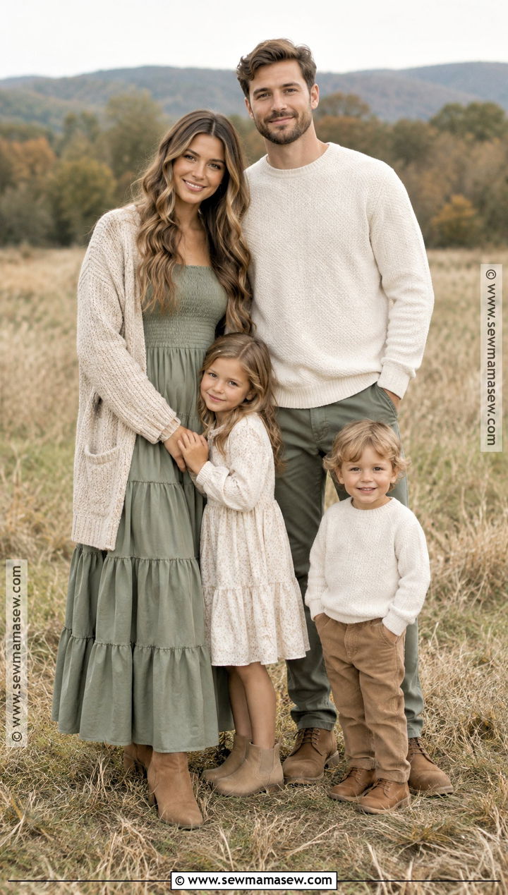 Sage Green And Oatmeal Fall Family Photo Outfit - 20 fall outfit photoshoot family pics ideas