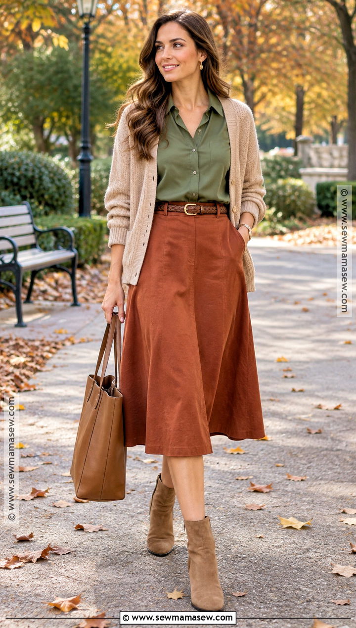 Sage Green And Rust Autumn Outfit - 25 autumn color palette outfits