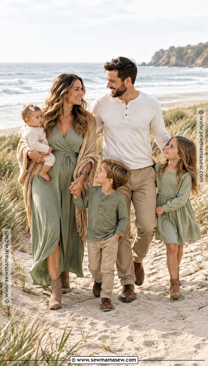 Sage Green And Tan Fall Beach Family Photo Outfits - 20 fall beach family photos outfits