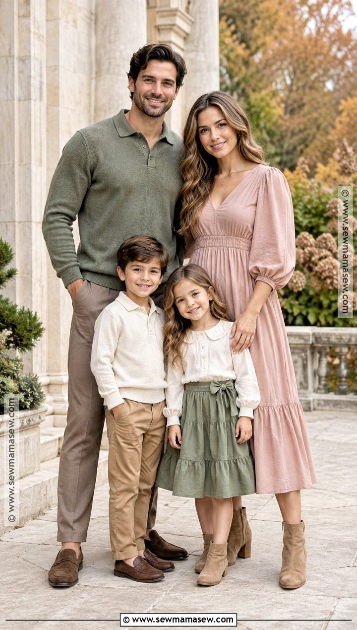 Sage Green Blush And Taupe Fall Family Photo Outfits - 25 fall family photo outfits