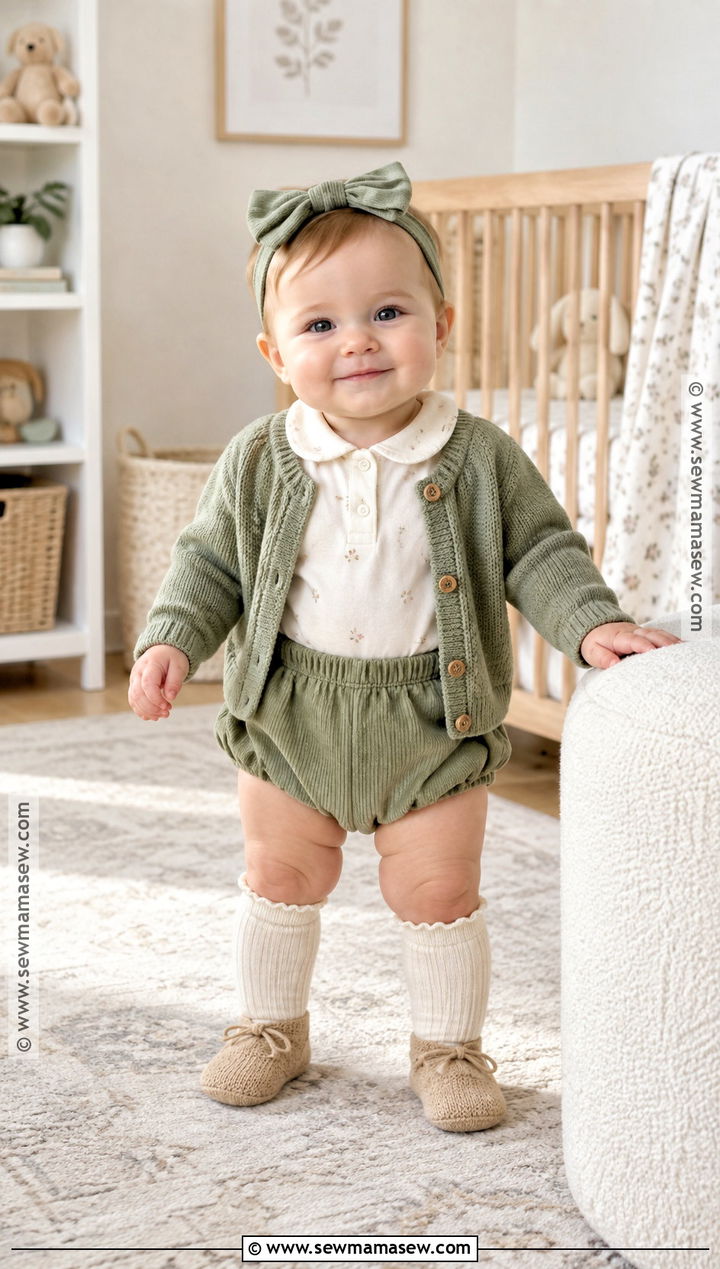 Sage Green Cardigan And Bloomer Outfit - 15 Green Baby Clothes Fall