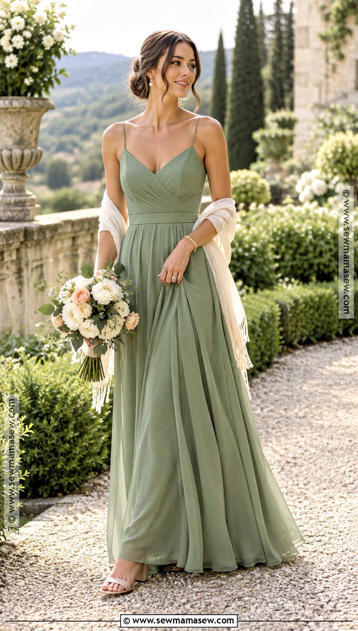 Sage Green Chiffon Bridesmaid Dress - 15 early fall bridesmaid dresses