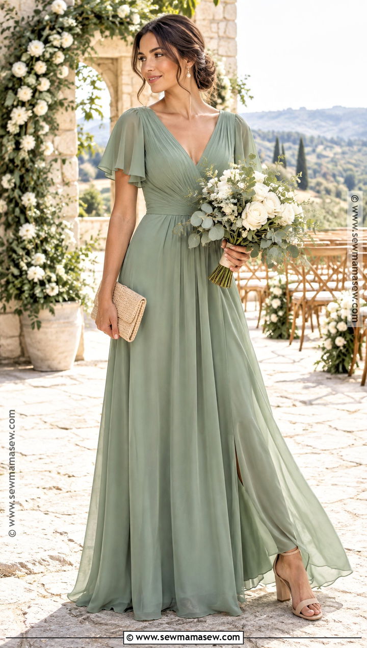 Sage Green Chiffon Bridesmaid Dress - 15 Fall Wedding Bridesmaid Dresses Rustic