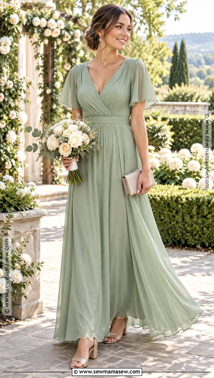 Sage Green Chiffon Bridesmaid Dress - 15 Autumn Wedding Colors Bridesmaid Dress Ideas