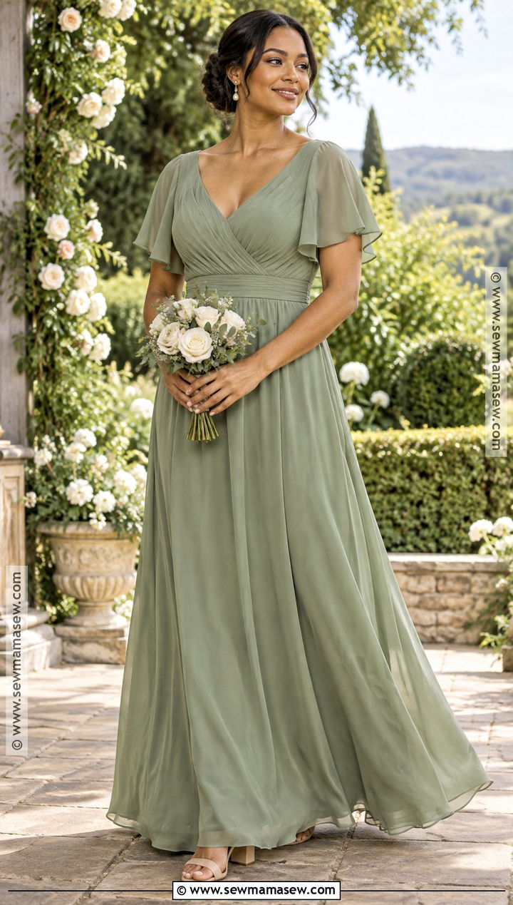 Sage Green Chiffon September Bridesmaid Dress - 15 bridesmaid dresses september wedding