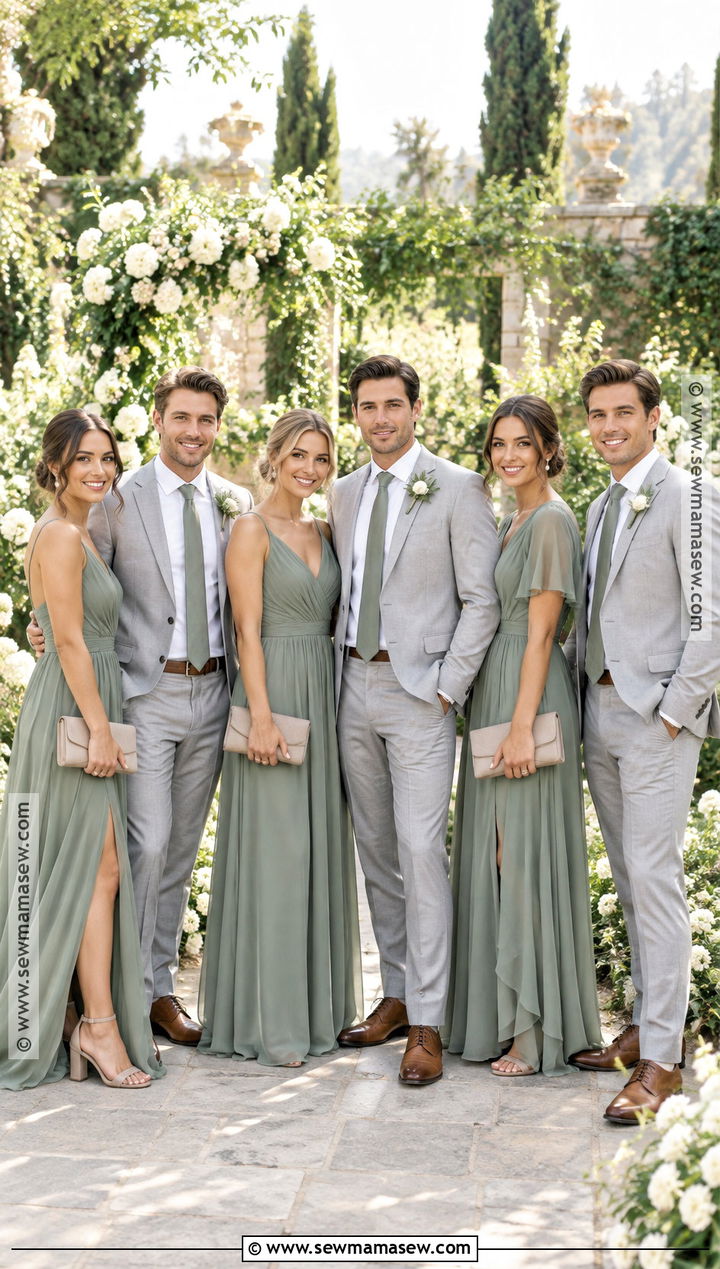 Sage Green Early Fall Wedding Party Attire - 15 fall wedding wedding party attire ideas