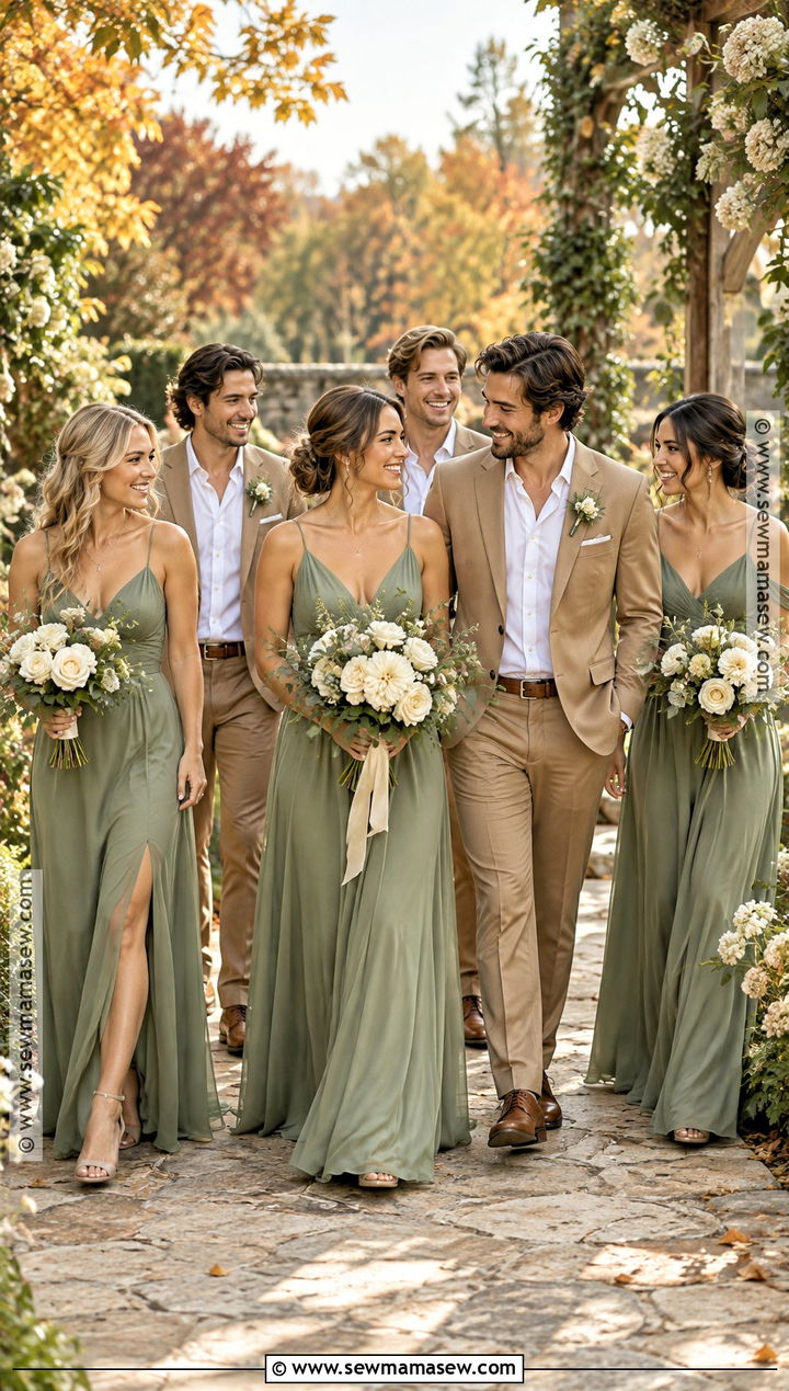 Sage Green Fall Boho Wedding Party Attire - 15 fall boho wedding party attire ideas