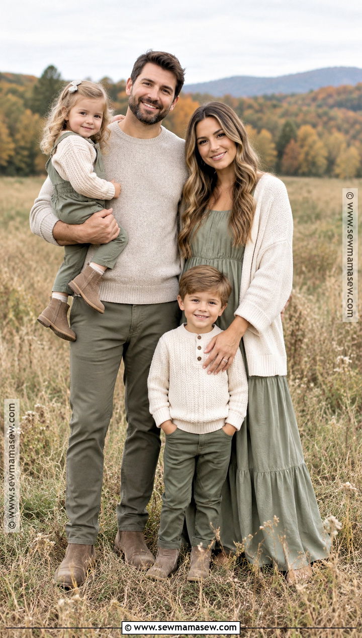 Sage Green Family Photoshoot Outfits - 15 autumn family photoshoot outfit ideas