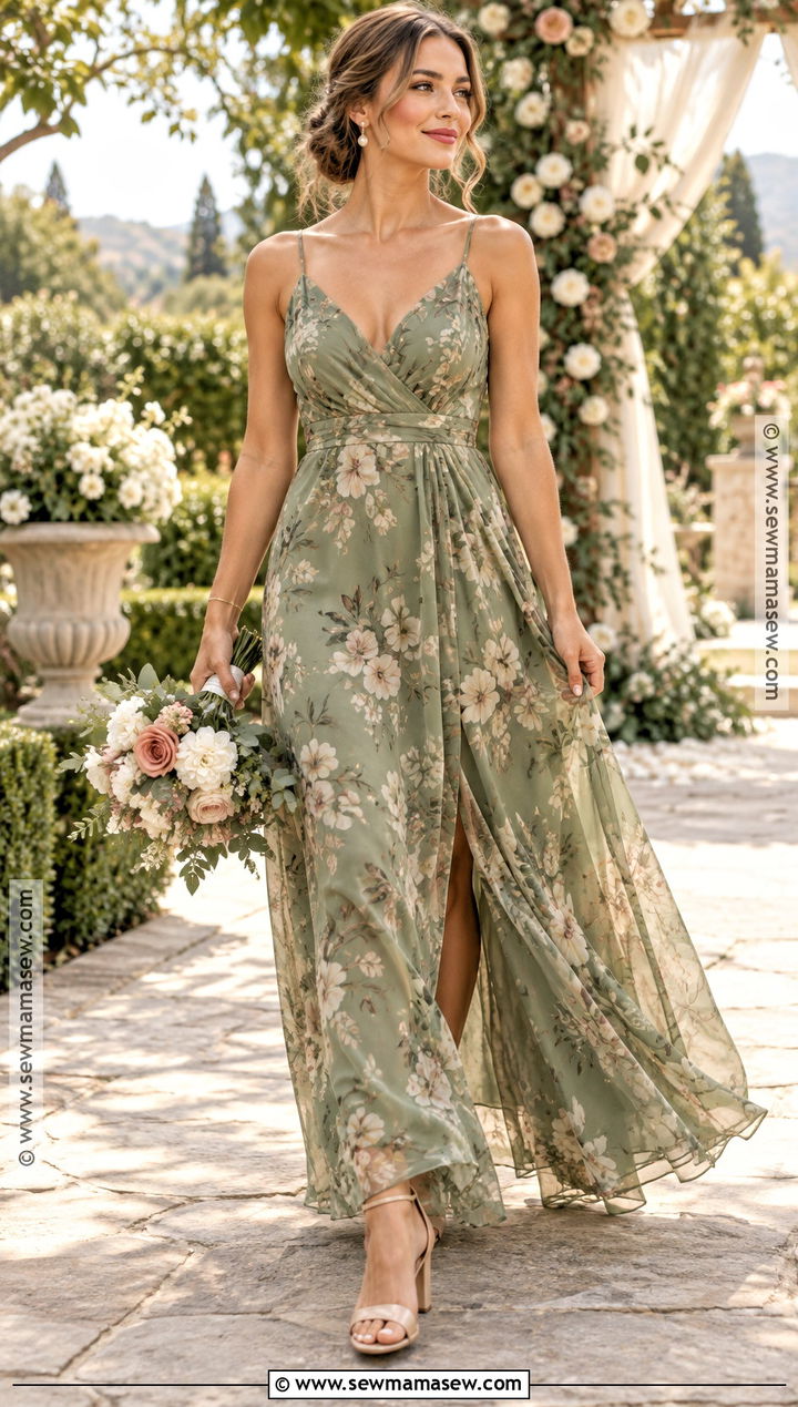 Sage Green Floral Boho Bridesmaid Dress - 15 Fall Boho Bridesmaid Dress Ideas
