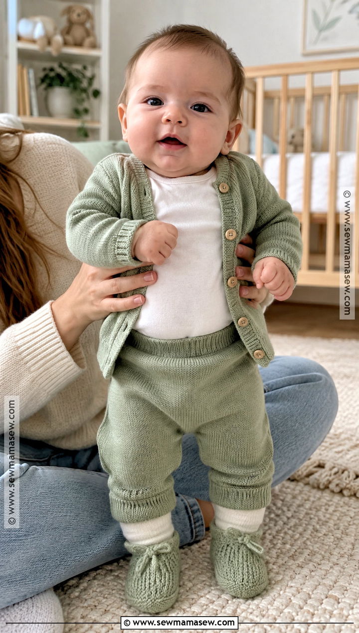 Sage Green Knit Set Outfit - 15 november newborn outfits