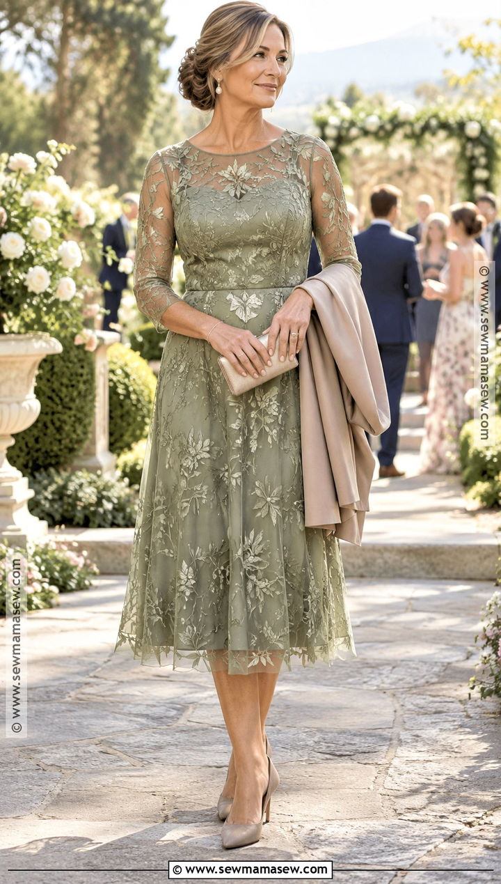 Sage Green Mother of the Groom Embroidered Dress - 20 mother of the groom dresses fall wedding