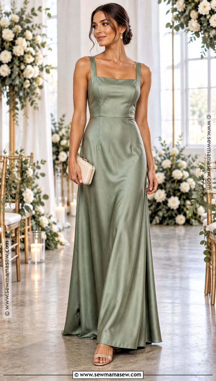Sage Green Satin Bridesmaid Dress - 15 Green Bridesmaid Dresses Fall Wedding