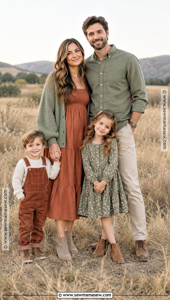 Sage Green Terracotta And Beige Family Picture Outfits - 15 fall family pictures outfits color schemes green